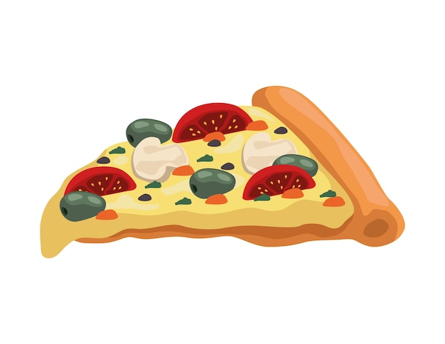 slice fresh pizza fast food icon isolated