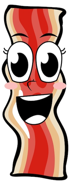 Бесплатное векторное изображение Кусок бекона со счастливым лицом