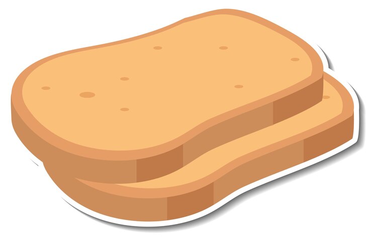 Free Vector sliced breads sticker on white background