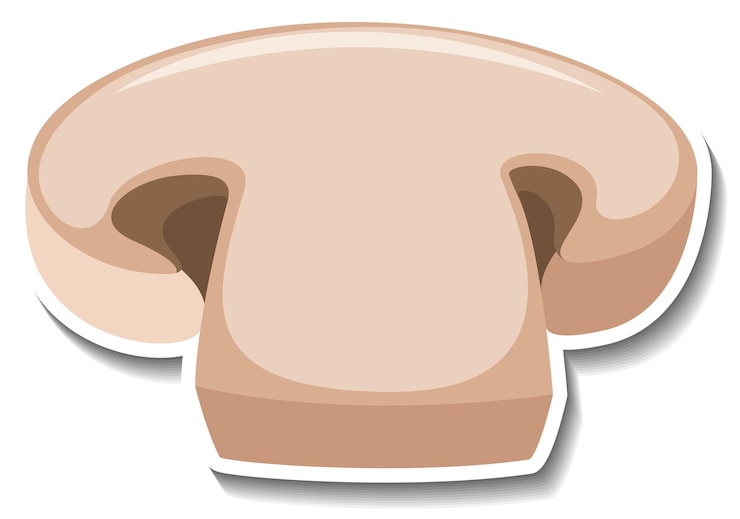 Free Vector sliced champignon mushroom sticker on white background