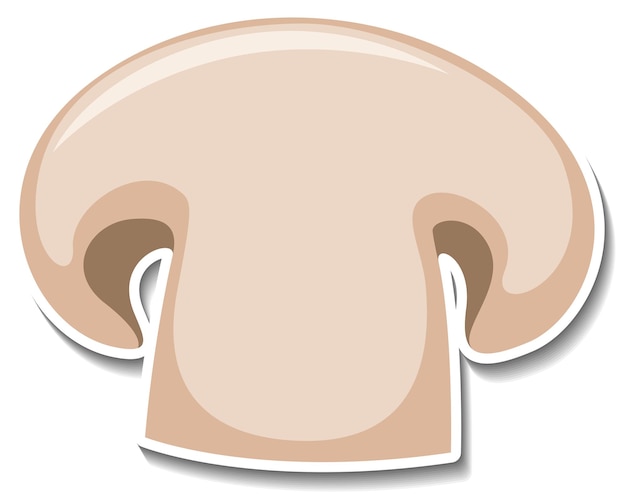 Sliced champignon mushroom sticker on white background