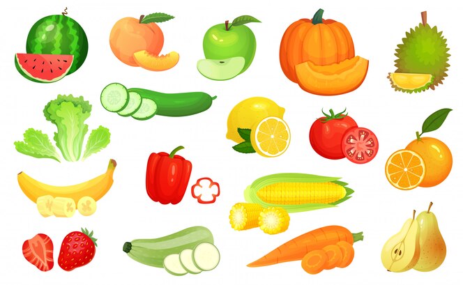 スライスした食品 刻んだ野菜とスライスしたフルーツ チョップ野菜 果物 果実のスライス漫画イラストセット プレミアムベクター スライスした食品 刻んだ野菜とスライスしたフルーツ チョップ野菜 果物 果実のスライス漫画イラストセット プレミアムベクター