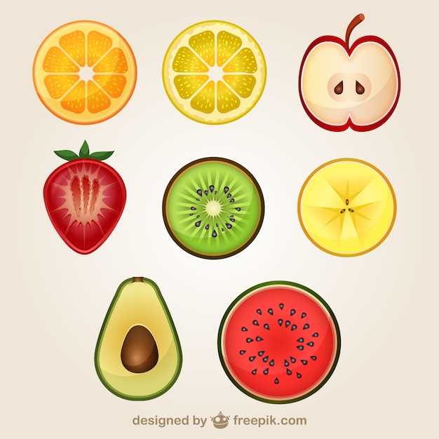 Free vector sliced fruits pack