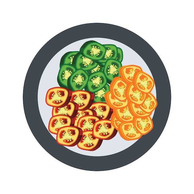 Slices of raw jalapeno pepper. vector illustration