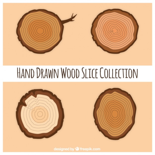 Free vector slices wooden hand drawn