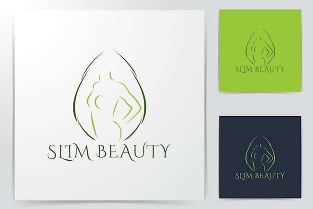 Free vector slim beauty woman. nutrition. diet. organic logo ideas. inspiration logo design. template vector illustration. isolated on white background