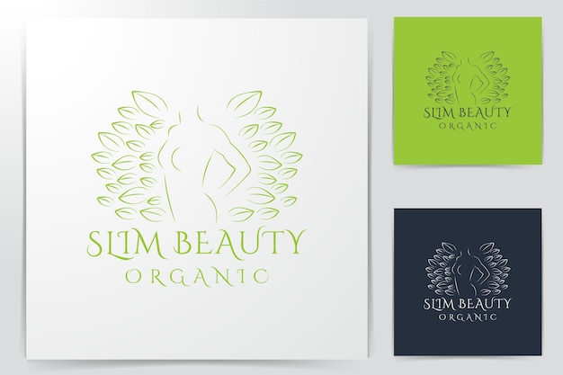 Free vector slim beauty woman. nutrition. diet. organic logo ideas. inspiration logo design. template vector illustration. isolated on white background