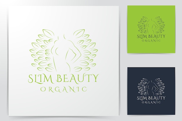 Slim beauty woman. nutrition. diet. organic logo ideas. inspiration logo design. template vector illustration. isolated on white background