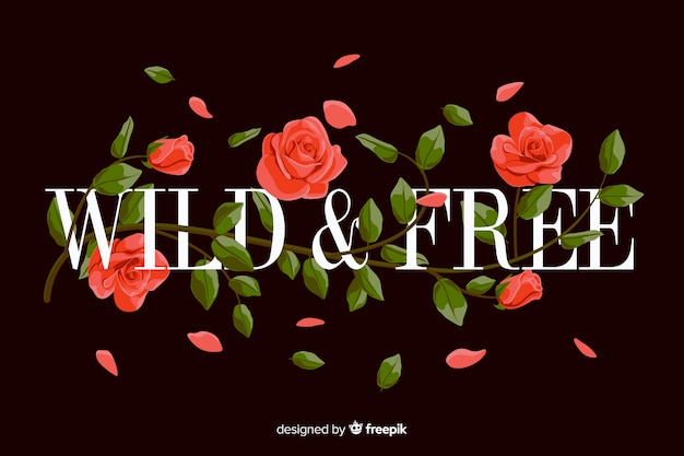 Free vector slogan with realistic flowers background