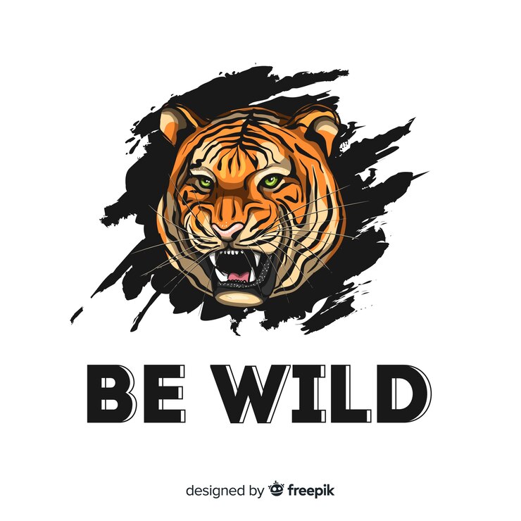 Free Vector slogan with realistic tiger background
