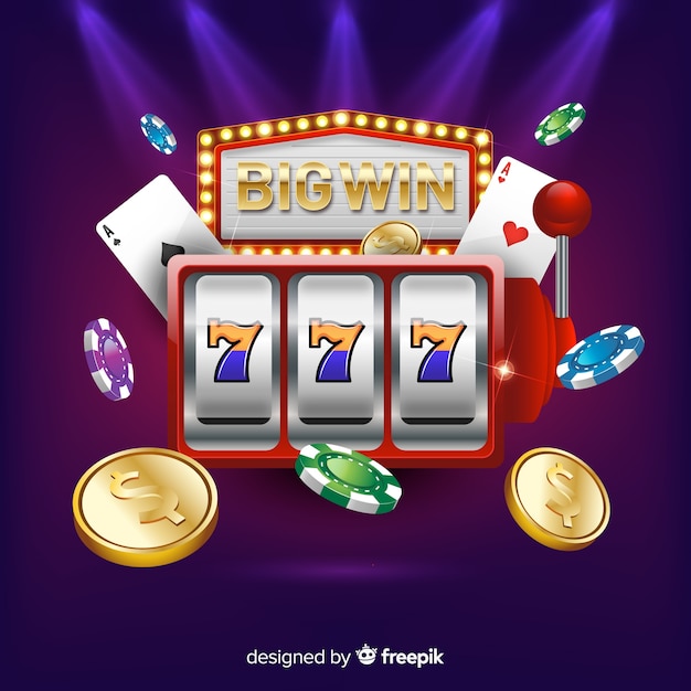 Slot machine big win concept in realistic style