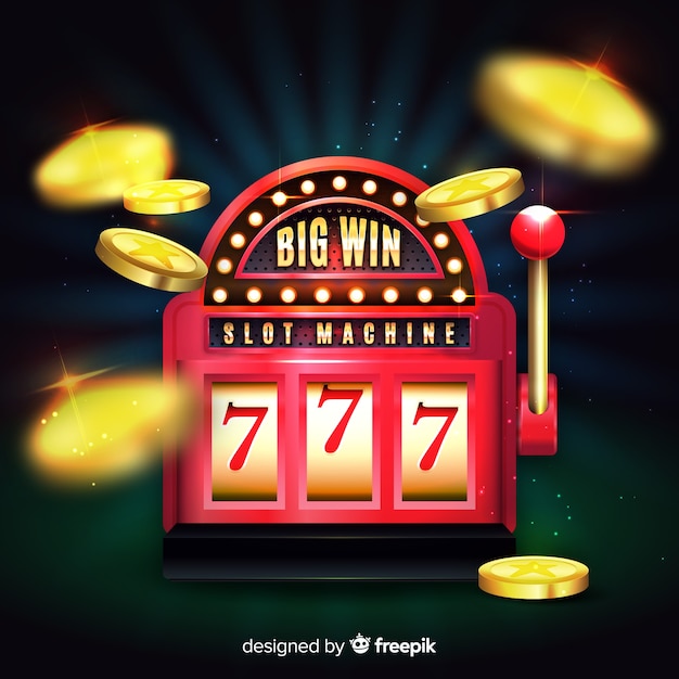 Slot machine big win concept in realistic style