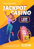 Slot machine jackpot casino win ad poster