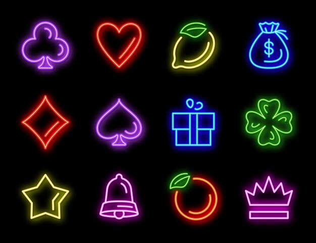 Игровые автоматы неоновые иконки для азартных игр в казино