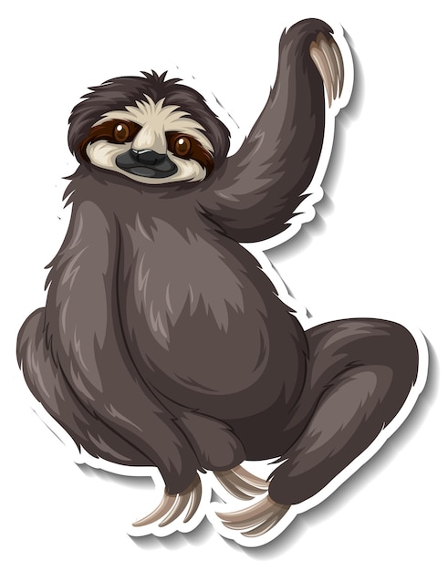 Free vector a sloth animal cartoon sticker