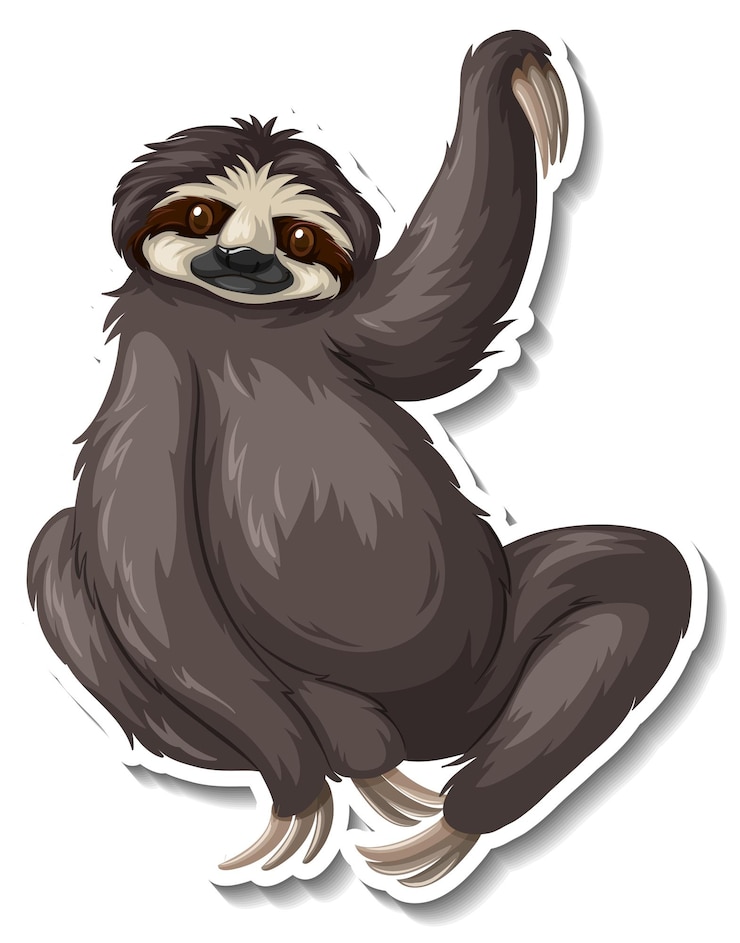 Free Vector a sloth animal cartoon sticker