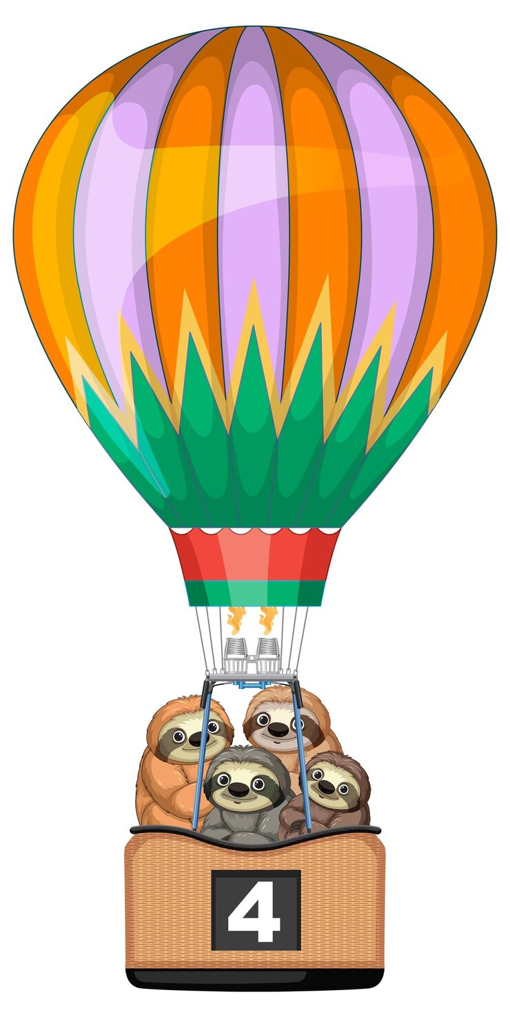 मुफ़्त वेक्टर sloths in a colorful hot air balloon