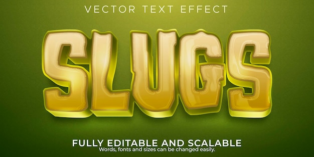 Free vector slugs text effect, editable snail and slippery text style