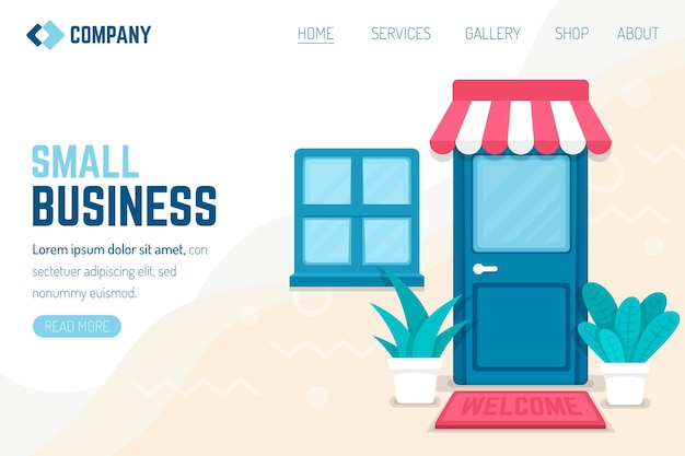 Бесплатное векторное изображение Шаблон целевой страницы для малого бизнеса