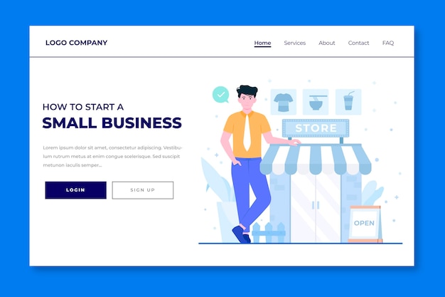 Free vector small business landing page