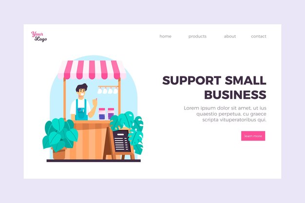 Free vector small business landing page