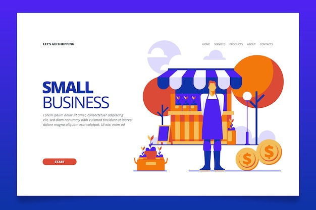 Free vector small business landing page