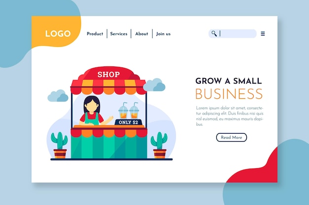 Free vector small business landing page