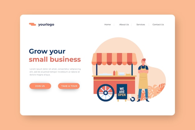 Free vector small business landing page