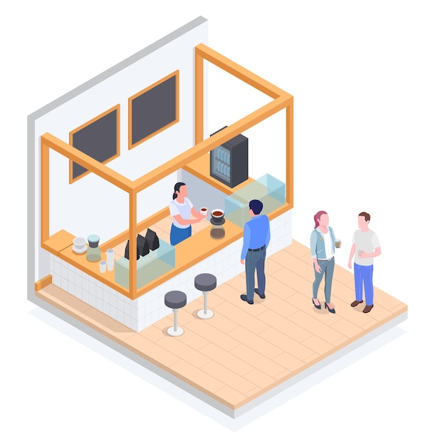 Small business owner family business isometric colored composition