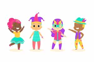 Free vector small carnival dancers collection