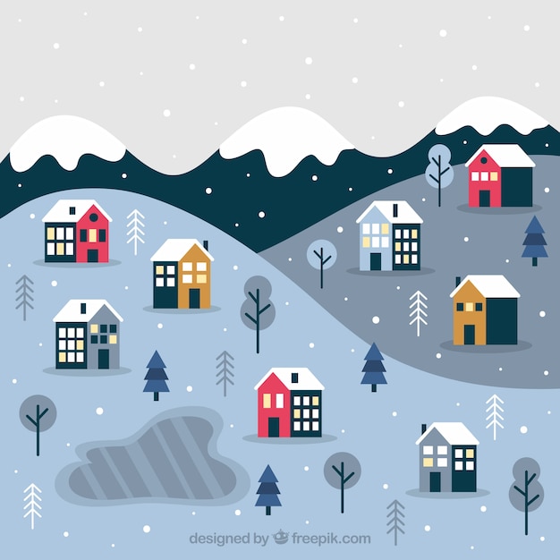 Free vector small christmas town