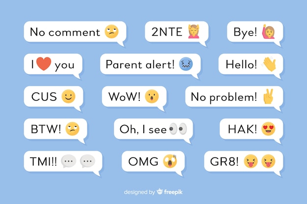 Vettore gratuito piccoli messaggi con emoji
