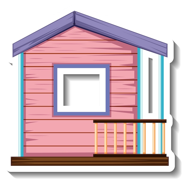 고립 된 작은 분홍색 목조 주택