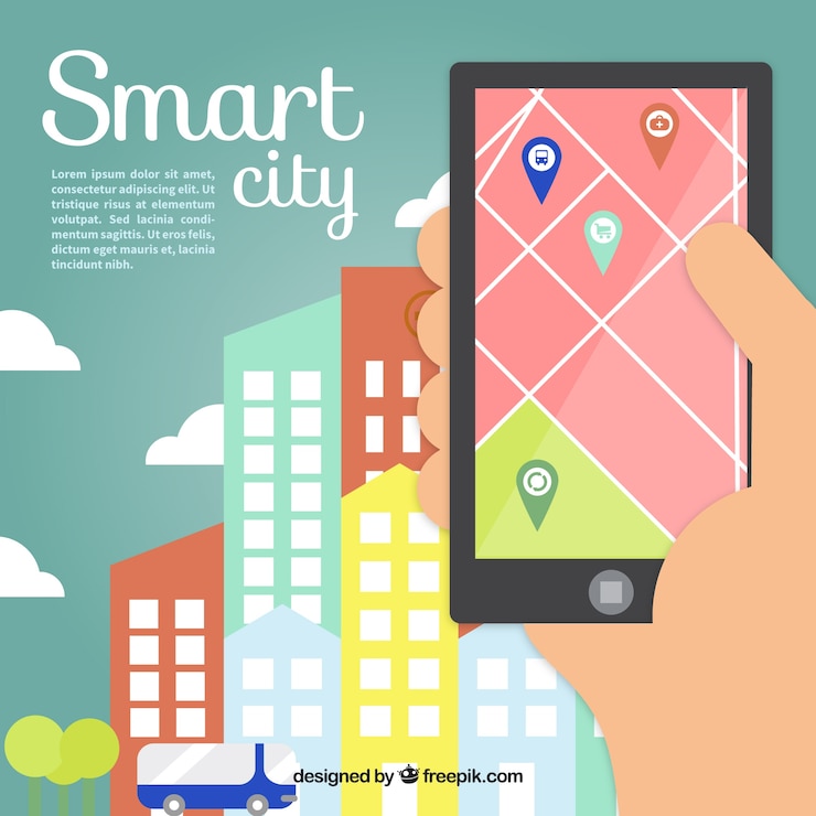 Free Vector smart city background with gps