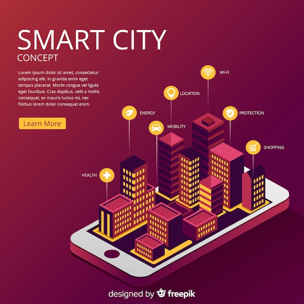 Free vector smart city concept background