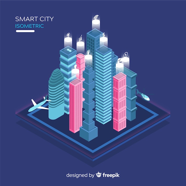 Free vector smart city isometric background