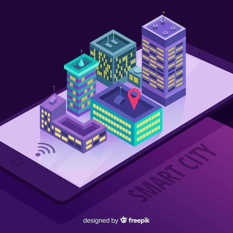 Free Vector smart city isometric background