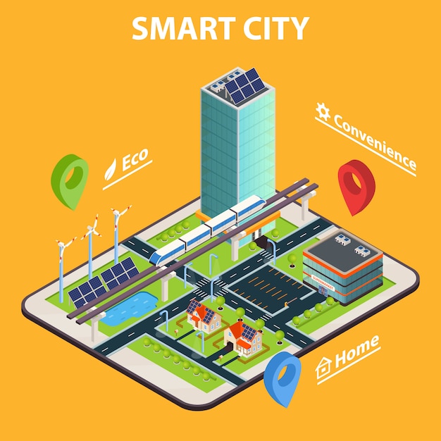 Free vector smart city tablet concept