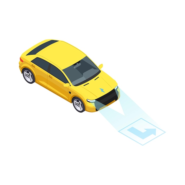 Smart city technologies isometric composition with image of car scanning for turning vector illustration