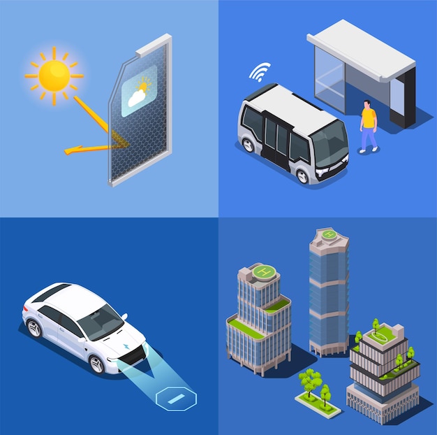 Smart city technologies isometric illustration