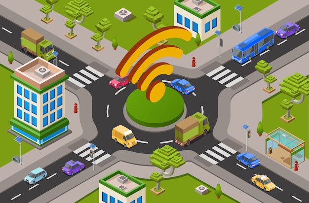 Download Free Smart City Transport And Wifi Technology 3d Illustration Of Urban Traffic Crossroad Svg Dxf Eps Png Apple Cut Vectors Photos And Psd Files Free Download