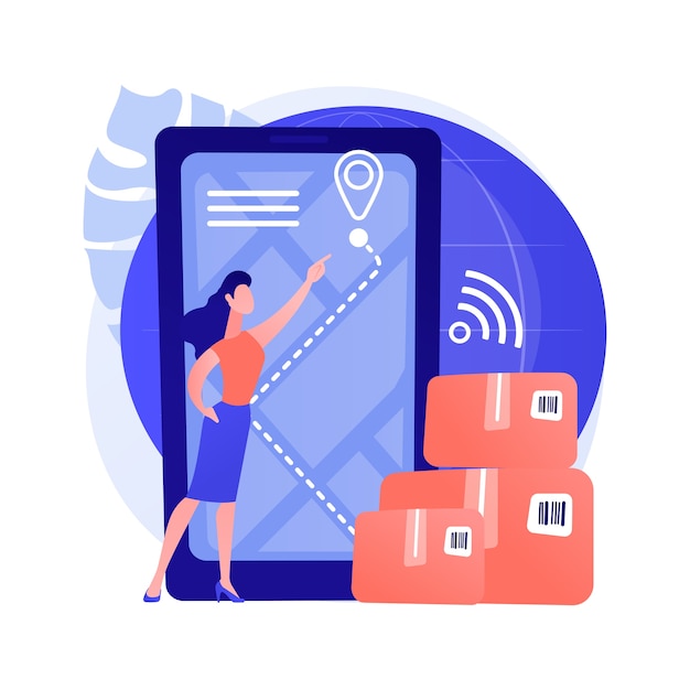 Smart delivery tracking abstract concept vector illustration. track your orders, delivery status online, application software, package, international freight, express shipment abstract metaphor.