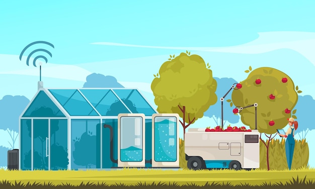 Free vector smart farm and smart greenhouse illustration