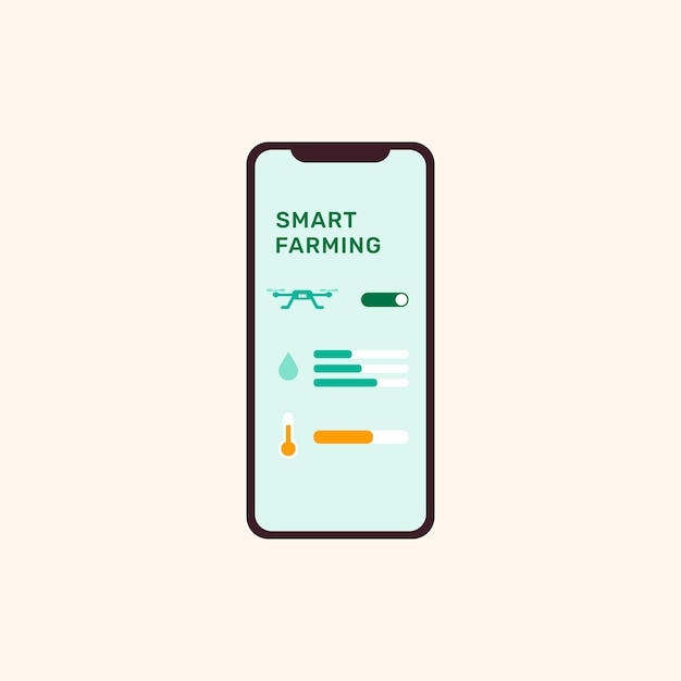 Smart farming controller UI  on smartphone screen