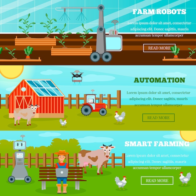 Free vector smart farming horizontal banners