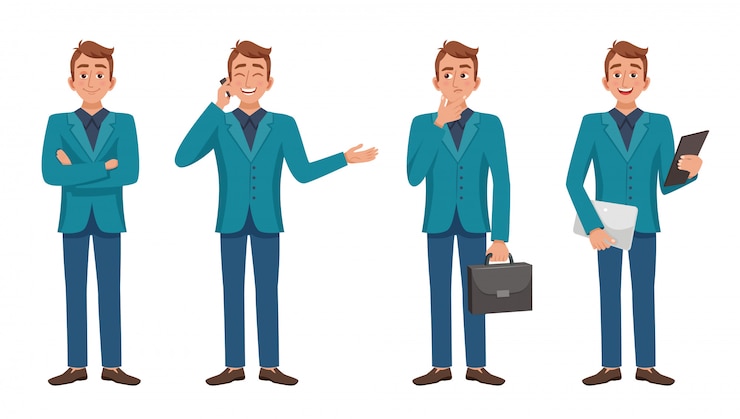 Бесплатный Вектор smart guy набор символов