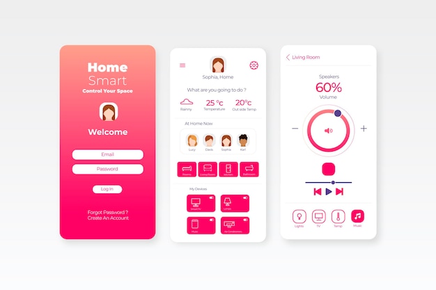 Free vector smart home app concept
