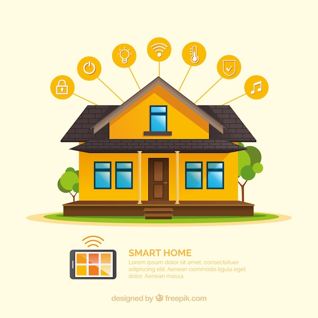 Free vector smart home background in flat style