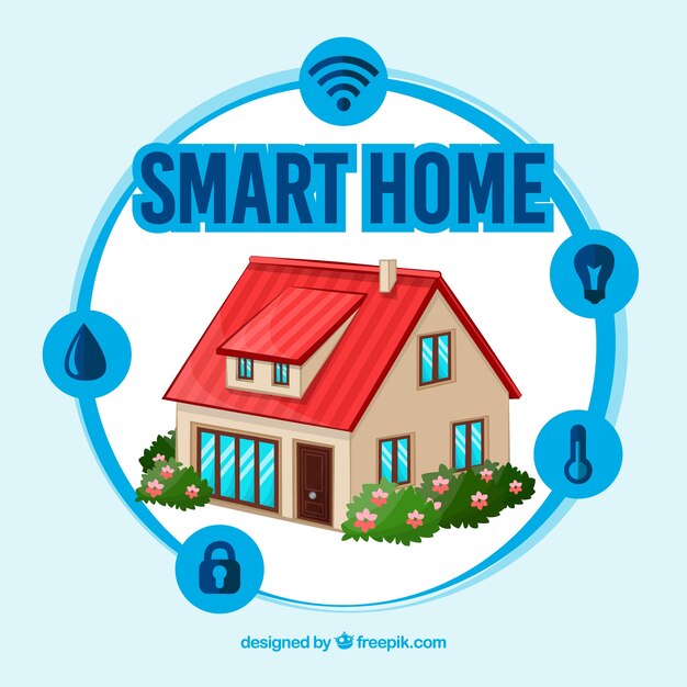 Smart home background in flat style