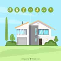 Free vector smart home background in flat style